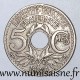 FRANCE - KM 875 - 5 CENTIMES 1924 - Poissy - TYPE LINDAUER - Small Module