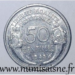 FRANCE - KM 894 - 50 CENTIMES 1945 B - Beaumont le Roger - TYPE MORLON