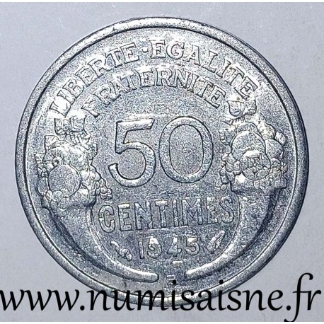 FRANCE - KM 894 - 50 CENTIMES 1945 B - Beaumont le Roger - TYPE MORLON