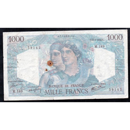 FRANCE - PICK 130 - 1000 FRANCS MINERVE ET HERCULE - 17/01/1946 - M.189