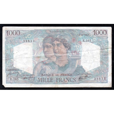 FRANCE - PICK 130 - 1000 FRANCS MINERVE ET HERCULE - 06/12/1945 - E.165