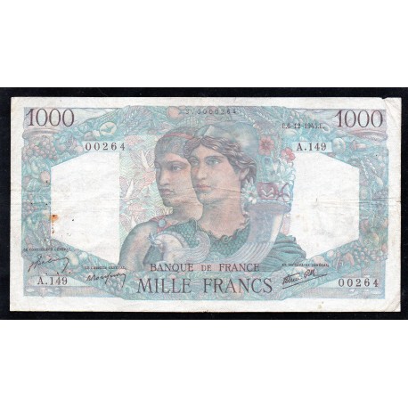 FRANCE - PICK 130 - 1000 FRANCS MINERVE ET HERCULE - 06/12/1945 - A.149