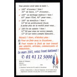 SPECIMEN OF 100 FRANCS - ADVERTISING TICKET - NATIONAL FRONT - 2001 CAMPAIGN