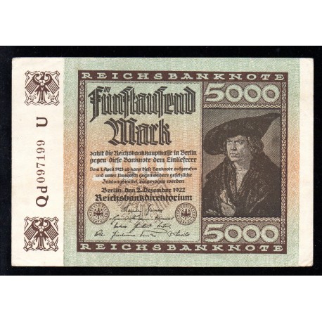 GERMANY - PICK 81 d - 5000 MARK - 02/12/1922