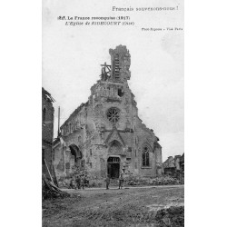 County 60170 - RIBÉCOURT - THE CHURCH - FRANCE RECONQUERED (1917)