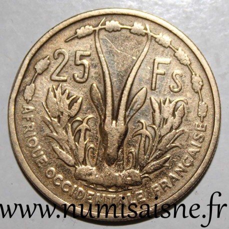 FRENCH WEST AFRICA - KM 7 - 25 FRANC 1956 - GAZELLE