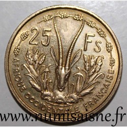 AFRIQUE OCCIDENTALE FRANCAISE - KM 7 - 25 FRANC 1956 - GAZELLE