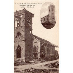 62430 - SALLAUMINES - L'ÉGLISE AVANT ET APRES LA GUERRE