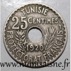 TUNISIE - KM 244 - 25 CENTIMES 1920 - AH 1338 - Muhammad al-Nasir - Protectorat français