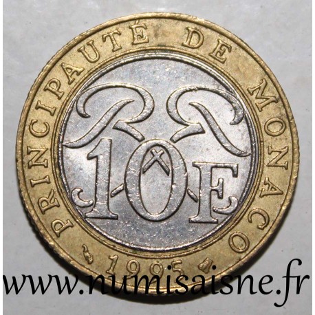 MONACO - KM 163 - 10 FRANCS 1995 - RAINIER III - Münzfehler