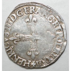 Dup 1133 - HENRI III - UN QUART D'ECU - 1581 T - NANTES - TTB