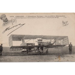 51 - CHALONS - L'AÉROPLANE FARMAN 1 BIS MODIFIÉ A MOURMELON