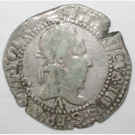 Dup 1131 - HENRI III - DEMI FRANC AU COL PLAT - 1587 A