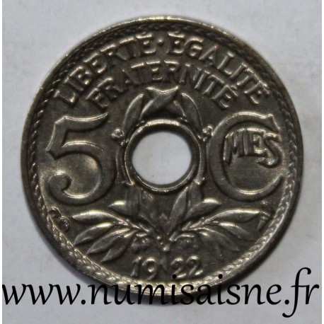 FRANCE - KM 875 - 5 CENTIMES 1922 - TYPE LINDAUER