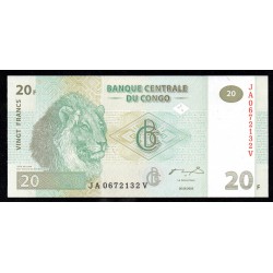 CONGO - DEMOCRATIC REPUBLIC - PICK 94 A - 20 FRANCSS - 30/06/2003 - LION