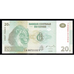 CONGO - RÉPUBLIQUE DÉMOCRATIQUE - PICK 94 A - 20 FRANCSS - 30/06/2003 - LION