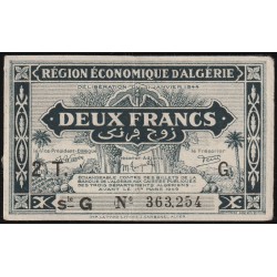 ALGERIA - PICK 102 - ECONOMIC REGION - 2 FRANCS - 31/01/1944 TO 01/03/1949