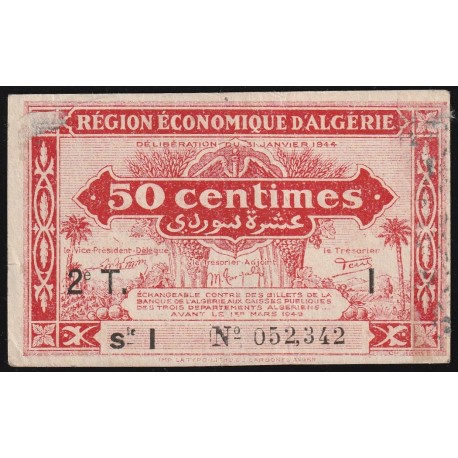 ALGERIA - PICK 102 - ECONOMIC REGION - 2 FRANCS - 31/01/1944 TO 01/03/1949