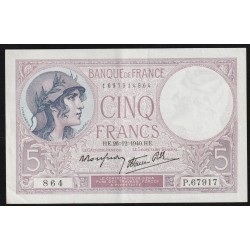 FAY 04/18 - 5 FRANCS VIOLET - 26/12/1940 - PICK 83