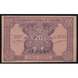 INDOCHINA - GENERAL GOVERNMENT - PICK 90 - 20 CENTS - NO DATE (1942)