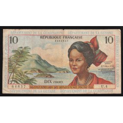 FRENCH ANTILLES - PICK 8 a - 10 FRANCS NON DATE (1964)