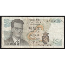 BELGIUM - PICK 138 - 20 FRANCS - 15/06/1964 - SIGN 20