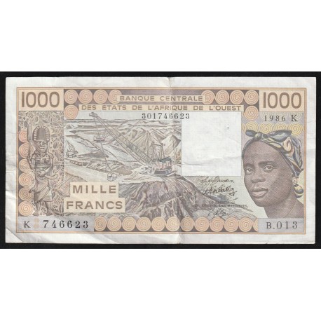 WEST AFRICAN STATES - SENEGAL - PICK 707 K.g  - 1.000 FRANCS 1986 - SIGN 20 - B C E A O