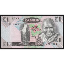 ZAMBIA - PICK 23 a - 1 KWACHA - 1980-1988 - SIGN 5