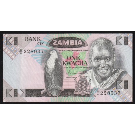 ZAMBIA - PICK 23 a - 1 KWACHA - 1980-1988 - SIGN 5