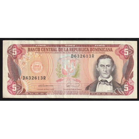 DOMINIKANISCHE REPUBLIK - PICK 131 - 5 PESOS ORO - 1990