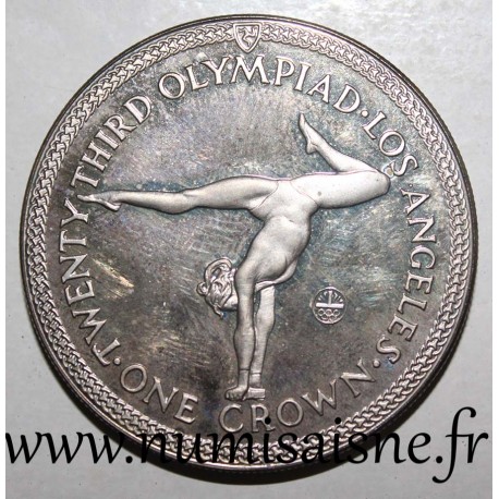 ISLE OF MAN - KM 120a - 1 CROWN 1999 - Los Angeles Olympic Games - Gymnastics