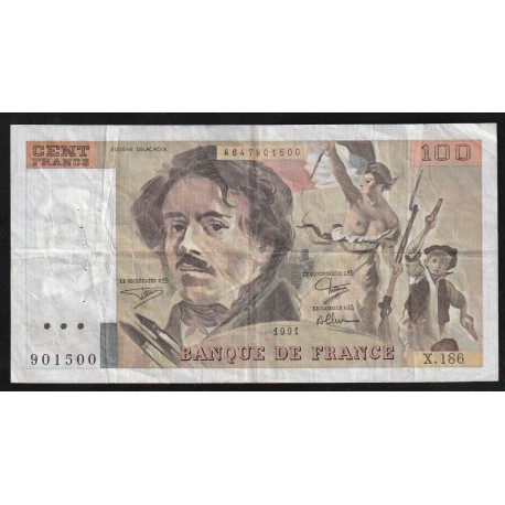 FRANCE - FAY 69 BIS/3 b2 - 100 FRANCS DELACROIX - 1991 - TYPE 1978 - SCOTCH