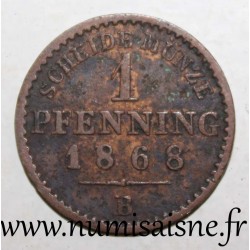 ALLEMAGNE - PRUSSE - KM 480 - 1 PFENNIG 1868 - WILHELM I