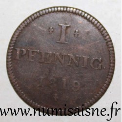 ALLEMAGNE - FRANCFORT - KM Tn7 - 1 PFENNIG 1819