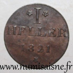 ALLEMAGNE - FRANCFORT - KM 301- 1 HALER 1821 F - GB