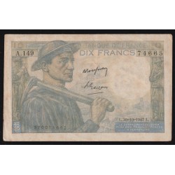 FRANKREICH - PICK 99 - 10 FRANCS MINEUR - 30/10/1947 - A.149