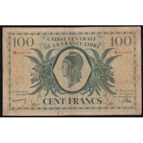 CAISSE CENTRALE FRANCE LIBRE - PICK 13 - 100 FRANCS - L.2/12/1941