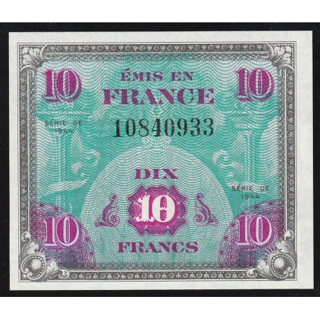 FRANCE - PICK 116 - 10 FRANCS 1944 - JUNE - TYPE FLAG