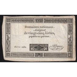 ASSIGNAT OF 5 LIVRES - 06/06/1793 - NATIONAL DOMAINS - 1082 SERIES