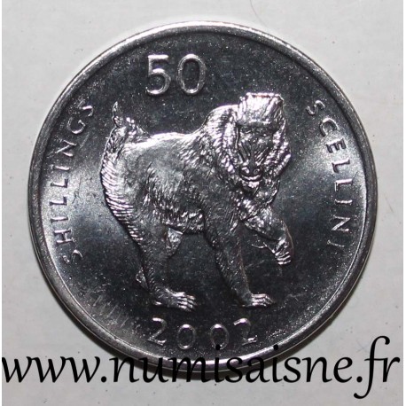 SOMALIA - KM 111 - 50 SHILLINGS 2002 - Mandrill monkey