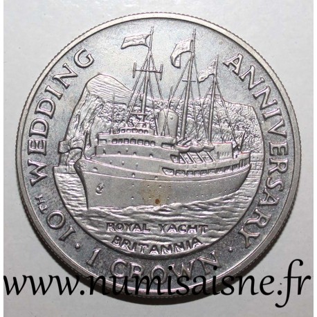 GIBRALTAR - KM 86 - 1 CROWN 1991 - 10 years of wedding of Charles and Diana - Yacht la Brittannia