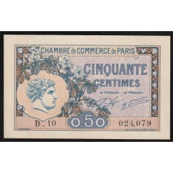 75 - PARIS - CHAMBRE DE COMMERCE - 50 CENTIMES - 10/03/1920