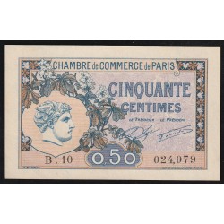 KOMITAT 75 - PARIS - HANDELSKAMMER - 50 CENTIMES - 10/03/1920