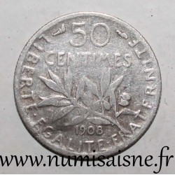 FRANCE - KM 854 - 50 CENTIMES 1908 - TYP SOWER