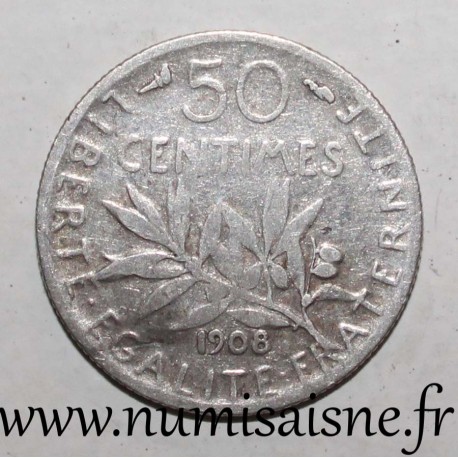 FRANCE - KM 854 - 50 CENTIMES 1908 - TYP SOWER