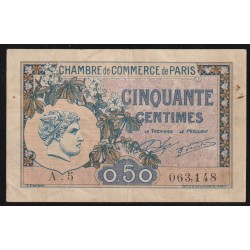 COUNTY 75 - PARIS - CHAMBER OF COMMERCE - 50 CENTIMES - 10/03/1920