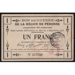 BON DE GUERRE - REGION OF PERONNE - 1 FRANC - 02/09/1915