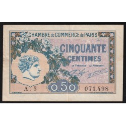 75 - PARIS - CHAMBRE DE COMMERCE - 50 CENTIMES - 10/03/1920