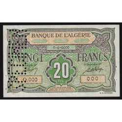 ALGERIA - PICK 22 s - 20 FRANCS - SPECIMEN - 1948