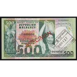 MADAGASKAR - PICK 64 - 500 FRANCS / 1000 ARIARY - EXEMPLAR - UNDATIERT